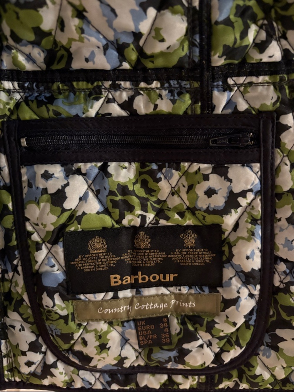 Barbour Navy Quilted Jacket with Floral Lining - Picture 2 of 4